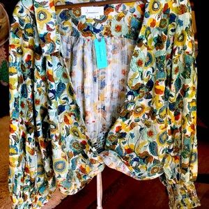 By Anthropologie Twist Front Top, Floral, Plus size, 3X NWT
